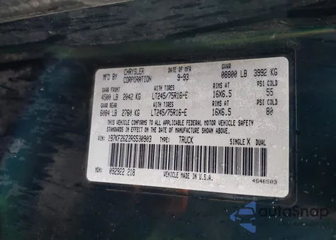 1994 Dodge Ram 2500 z USA, uszkodzony, nr VIN 1B7KF26Z2RS530903